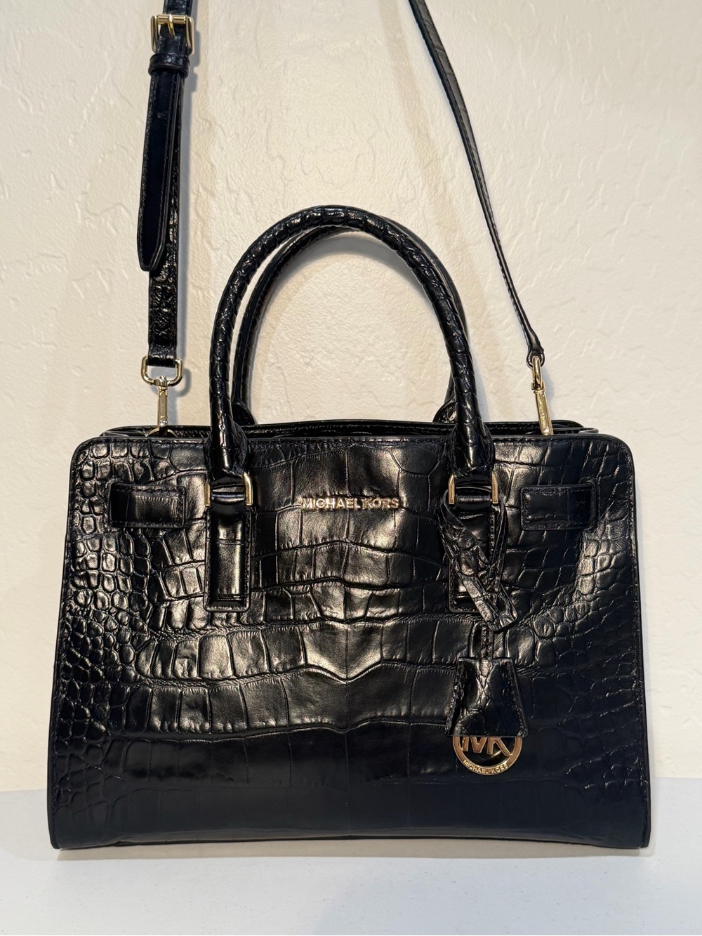 Michael Kors Dillon Medium Croc-Embossed Leather Satchel